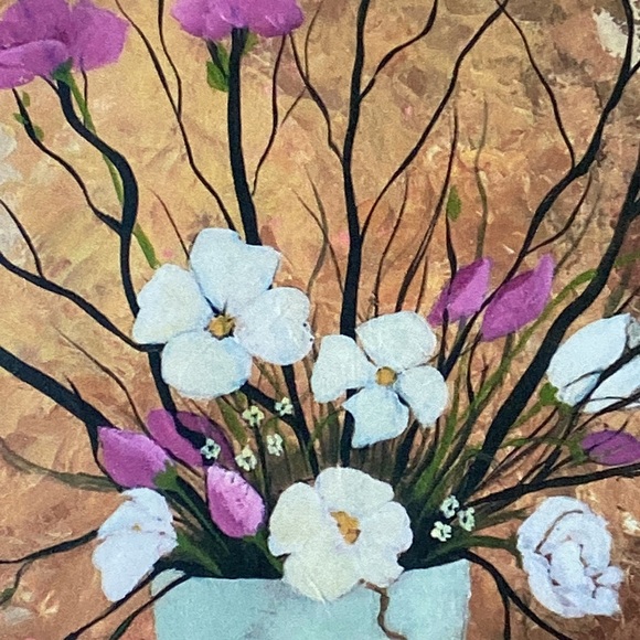 Original Artwork,  Mini Art Print, Floral Wall Decor,  Handmade Pink and White - Picture 6 of 10